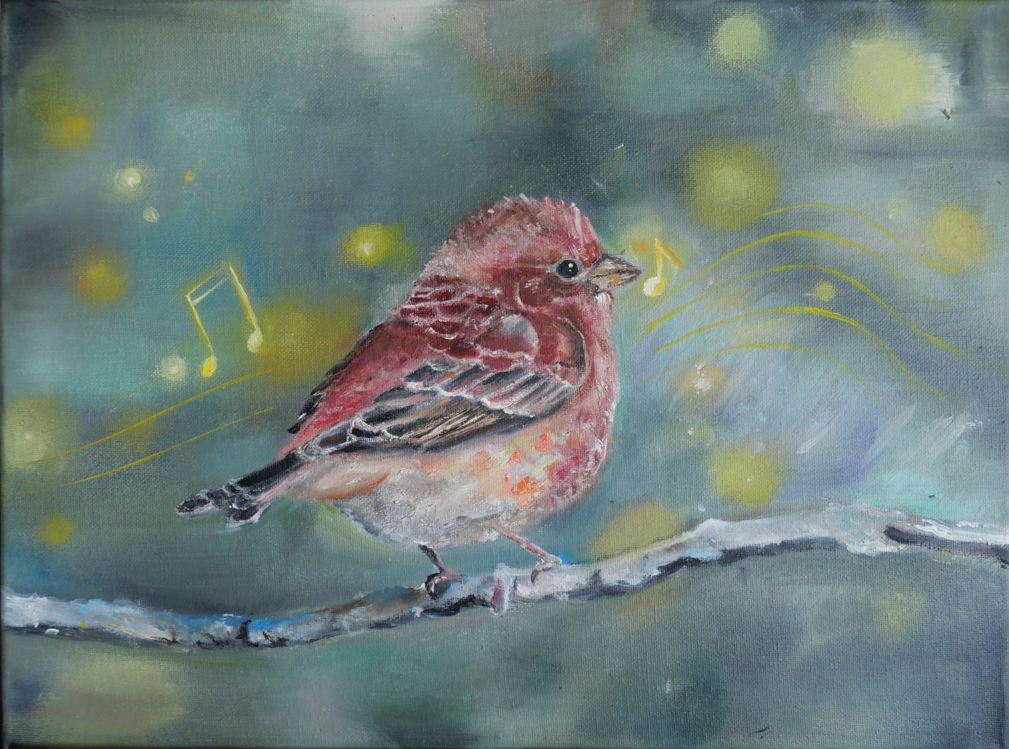 Purple Finch — oil painting by Shanni Li, 1st place in Washington State